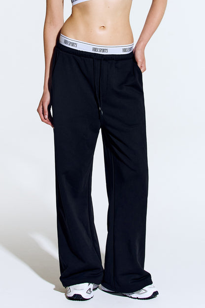 Banding Retreat 假兩件寬版休閒長褲 黑色