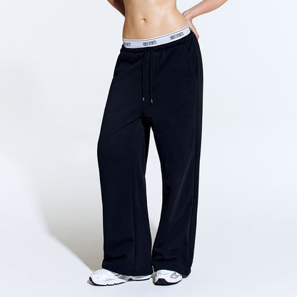 Banding Retreat 假兩件寬版休閒長褲 黑色