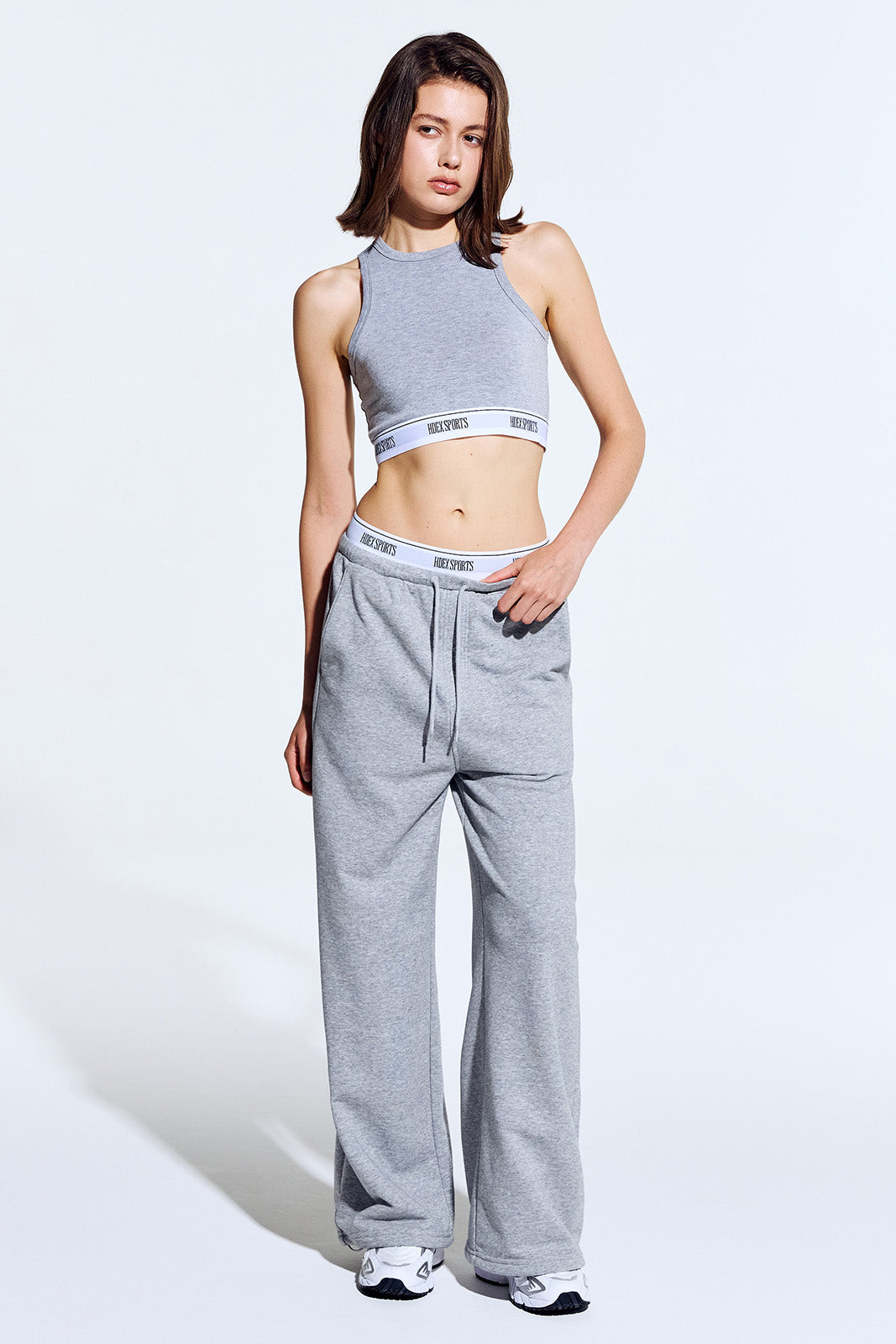 Banding Retreat 假兩件寬版休閒長褲 混灰色