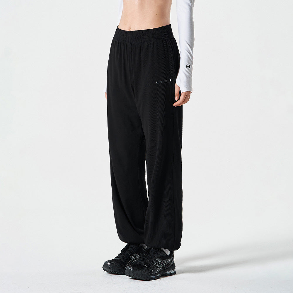 【新品預購】Ribbed Plain 羅紋束口運動長褲 黑色