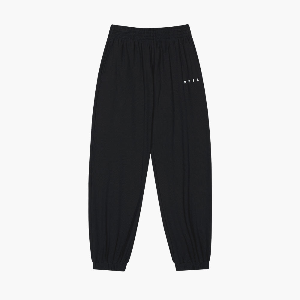 【新品預購】Ribbed Plain 羅紋束口運動長褲 黑色