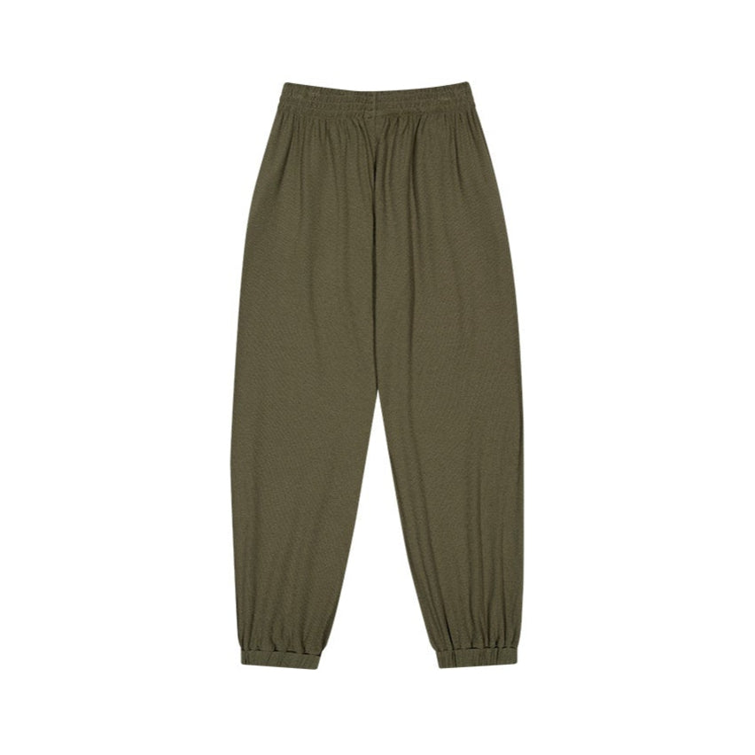 【新品預購】Ribbed Plain 羅紋束口運動長褲 卡其色