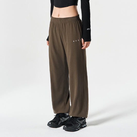 【新品預購】Ribbed Plain 羅紋束口運動長褲 卡其色
