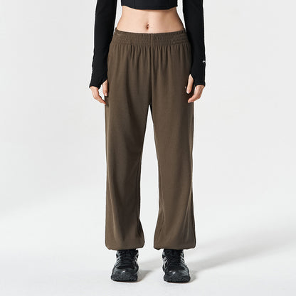 【新品預購】Ribbed Plain 羅紋束口運動長褲 卡其色