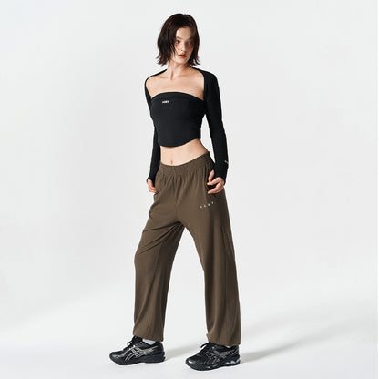 【新品預購】Ribbed Plain 羅紋束口運動長褲 卡其色
