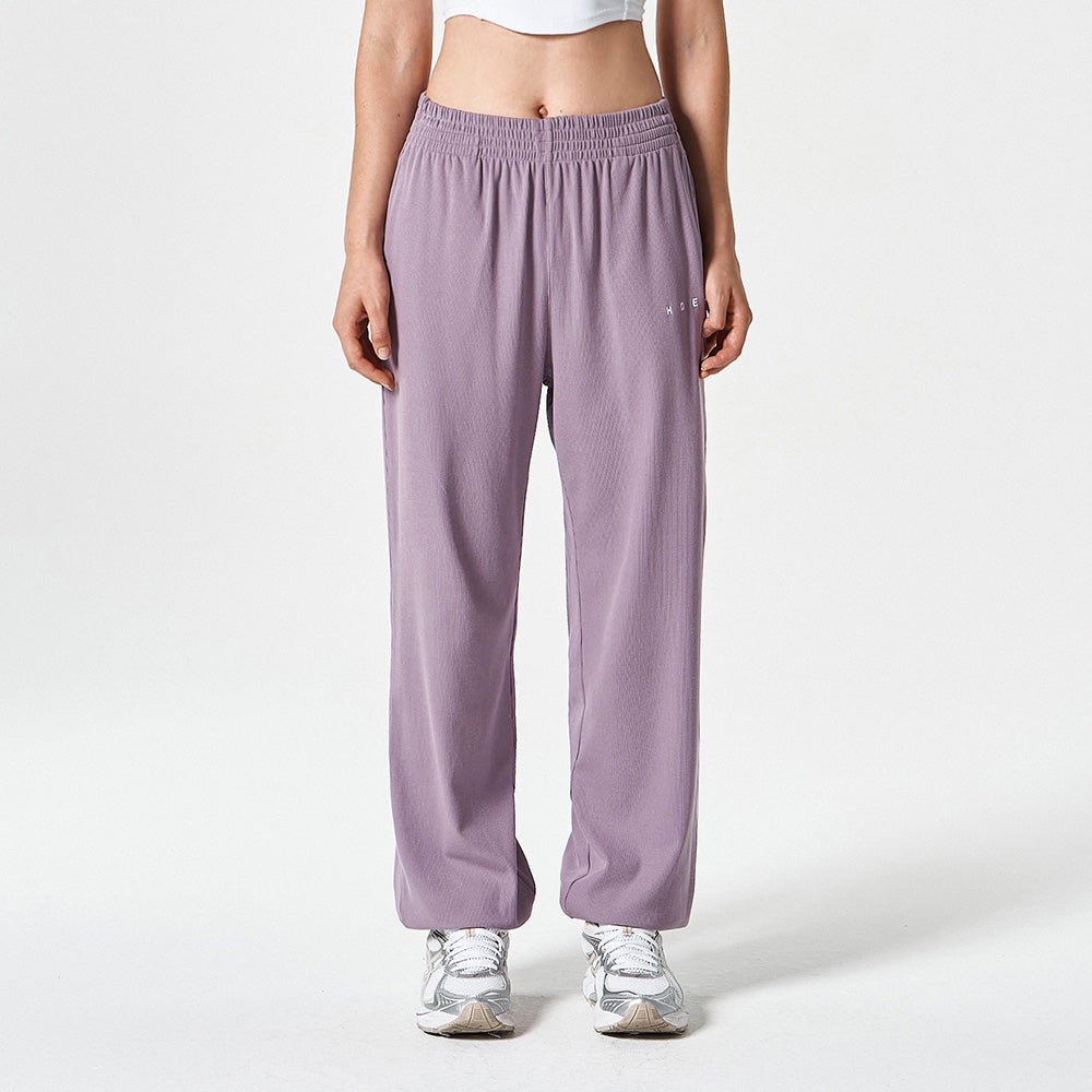 【新品預購】Ribbed Plain 羅紋束口運動長褲 蓮藕紫