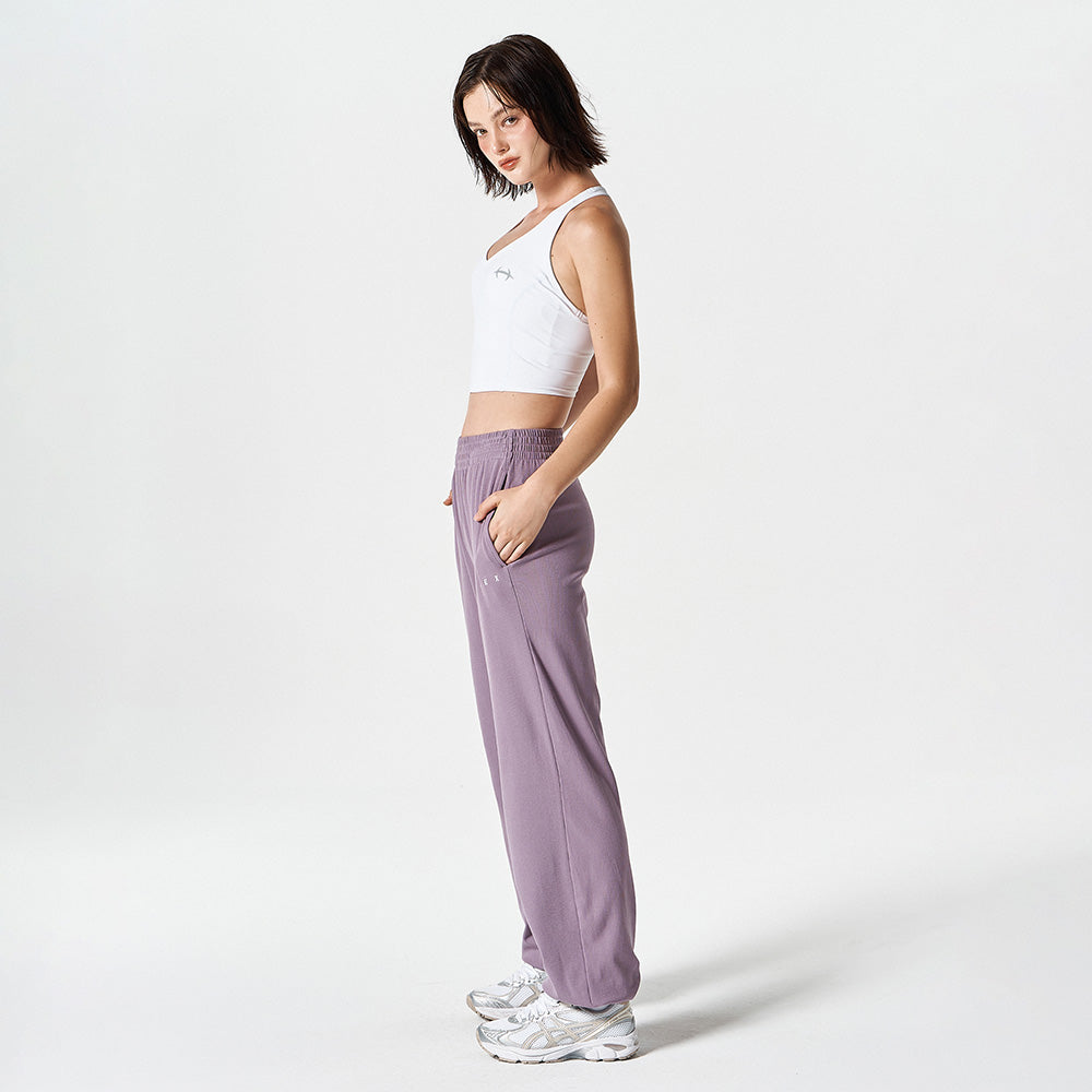 【新品預購】Ribbed Plain 羅紋束口運動長褲 蓮藕紫