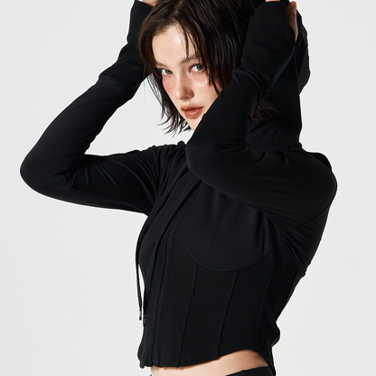 Womens Supple Corest 弧擺修身連帽外套 黑色