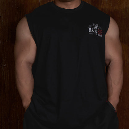 THE MASS 212 Giant Fit 印花純棉無袖上衣 黑色