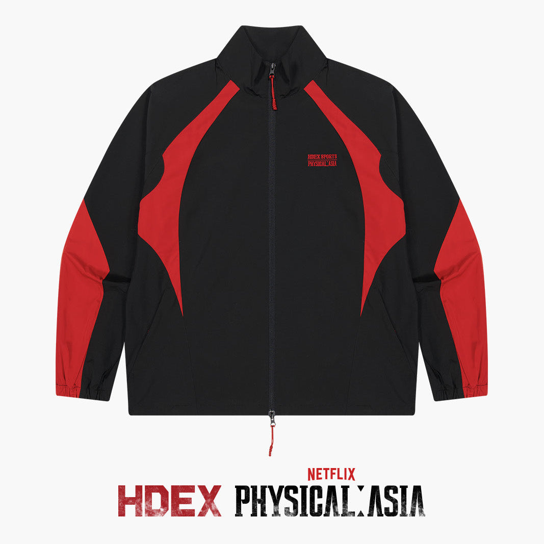 《體能之巔：亞洲大挑戰》滾邊撞色運動外套 黑色