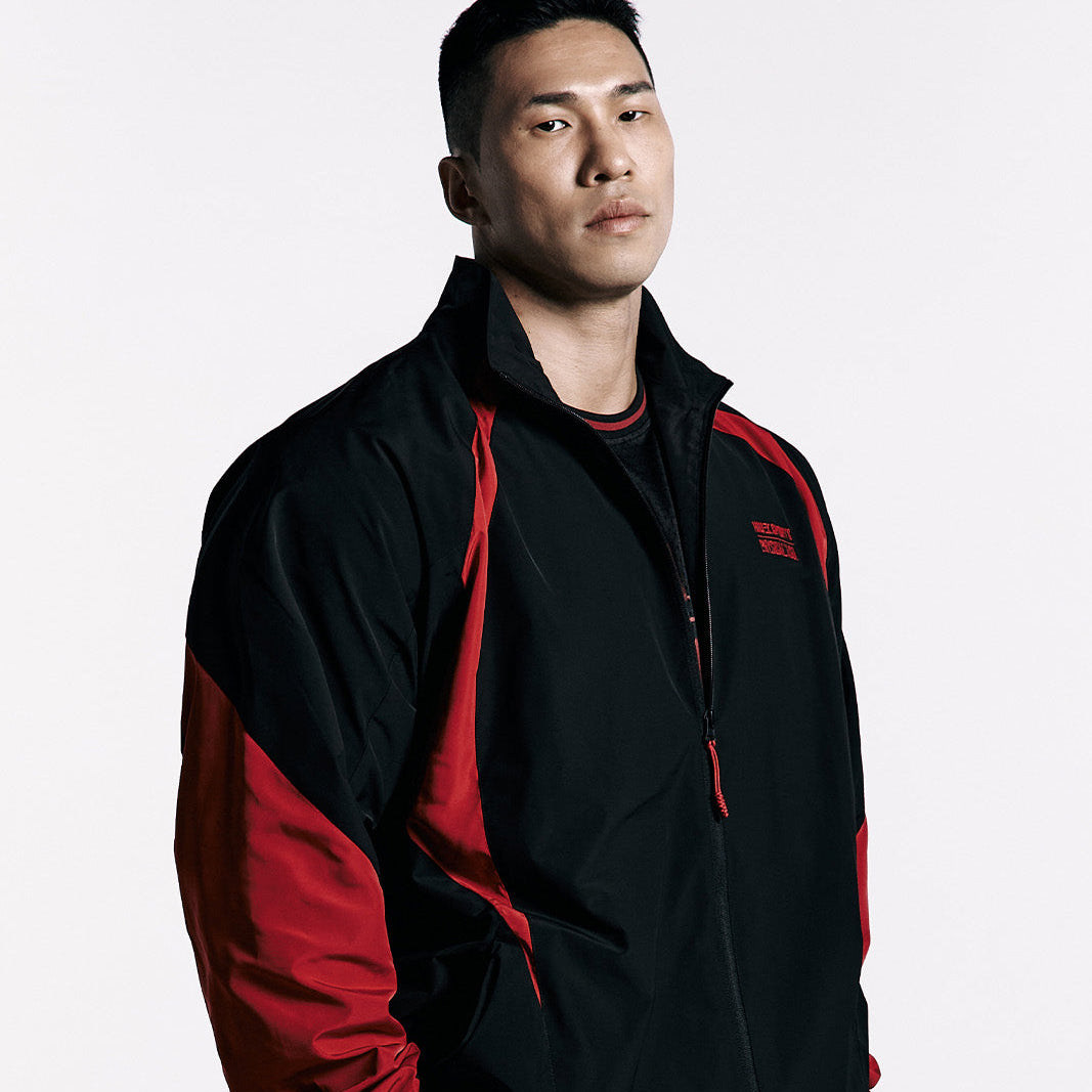 《體能之巔：亞洲大挑戰》滾邊撞色運動外套 黑色