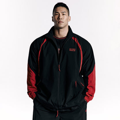 《體能之巔：亞洲大挑戰》滾邊撞色運動外套 黑色