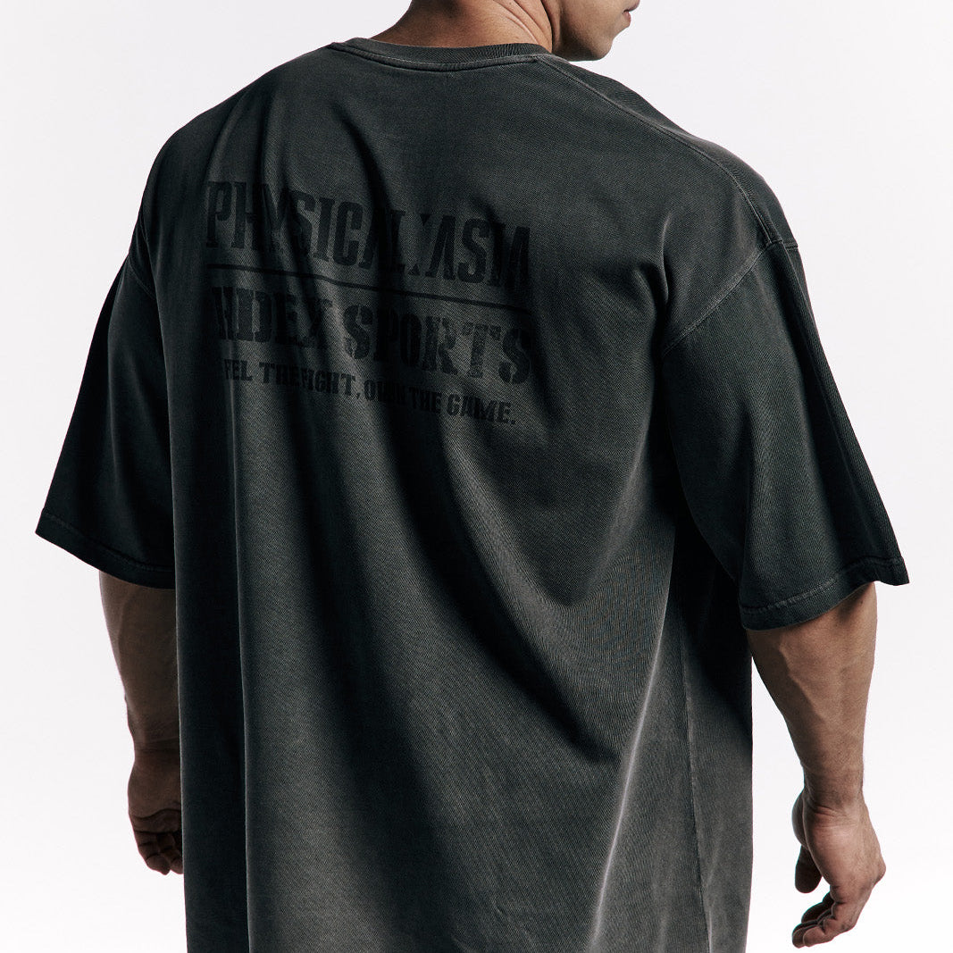 《體能之巔：亞洲大挑戰》水洗復古純棉短袖上衣 炭灰色