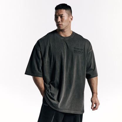 《體能之巔：亞洲大挑戰》水洗復古純棉短袖上衣 炭灰色