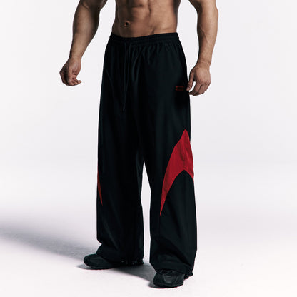 《體能之巔：亞洲大挑戰》滾邊撞色寬鬆長褲 黑色