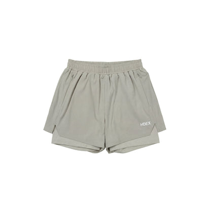 Womens 2in1 Velo Light 透氣運動短褲 米灰色