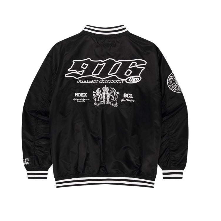 【新品早鳥優惠】916 撞色滾邊刺繡棒球外套 黑色