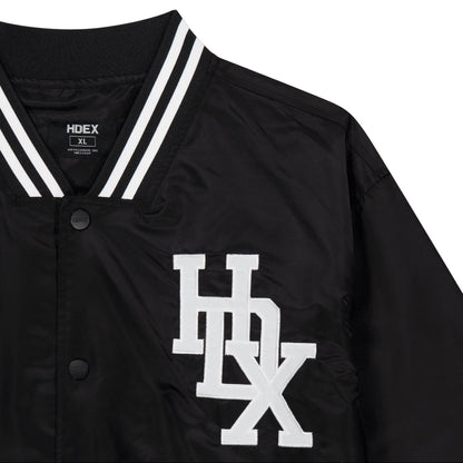 【新品早鳥優惠】916 撞色滾邊刺繡棒球外套 黑色