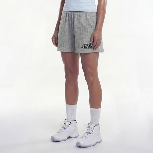 Clear 916 華夫格寬鬆休閒短褲 W 麻花灰