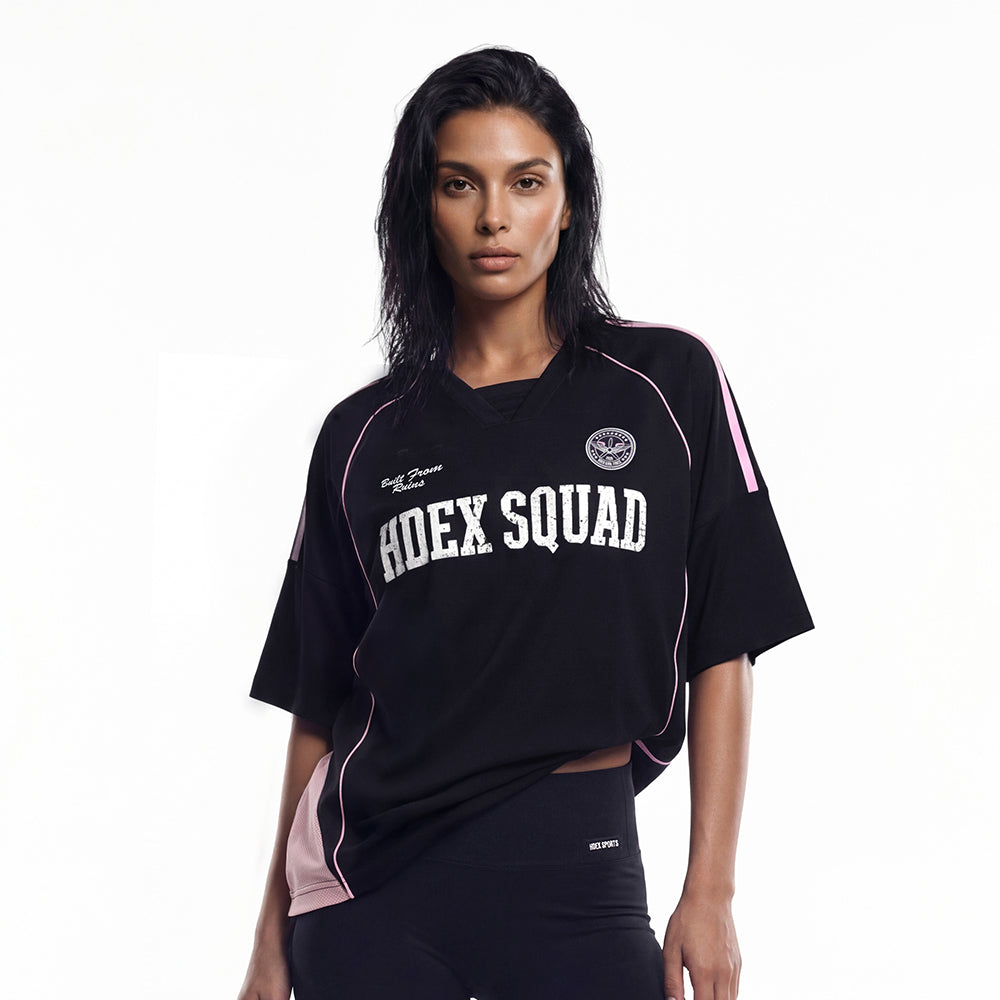 Squad Number 8 美式滾邊運動短袖上衣 W 黑色