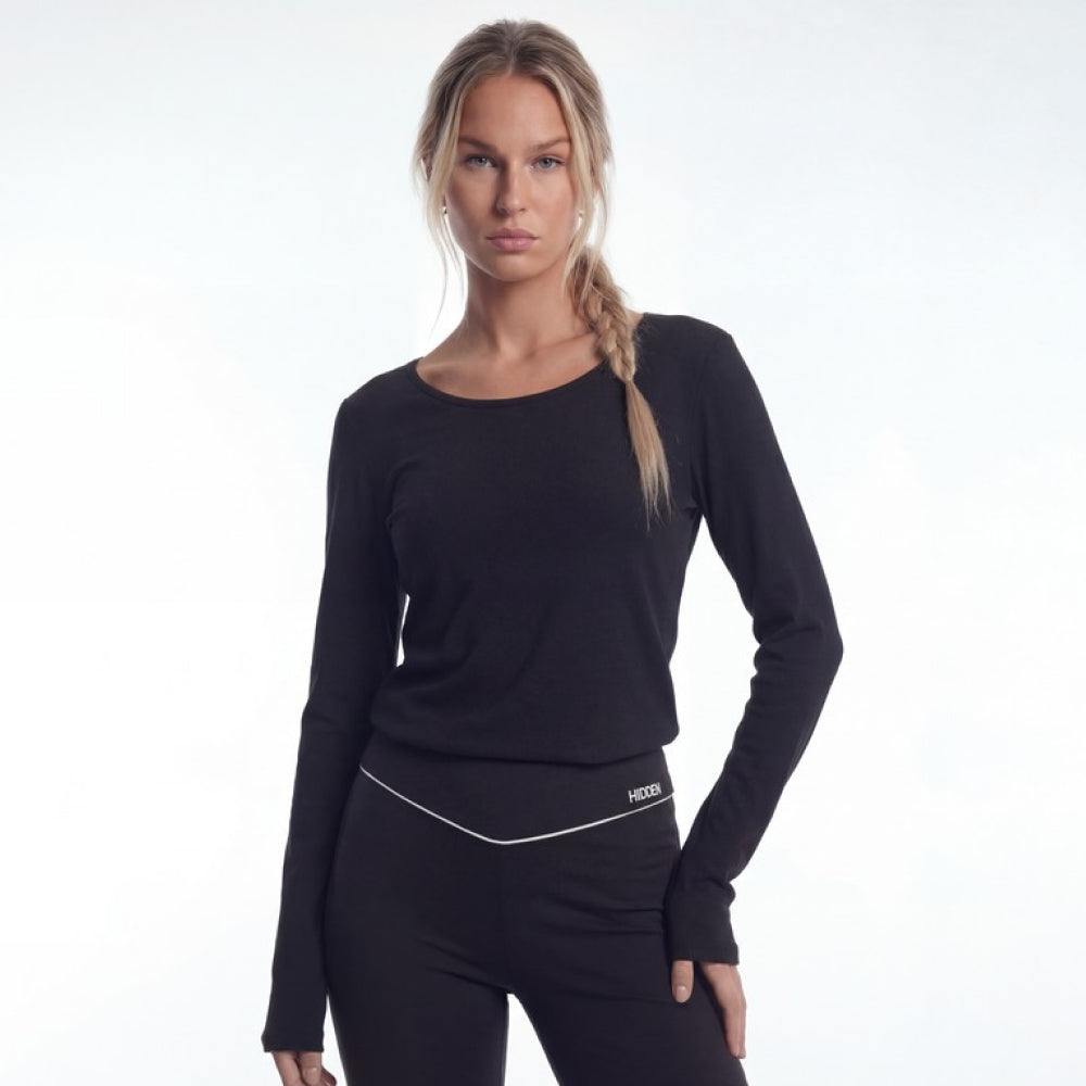 Essential 莫代爾休閒長袖上衣 黑色