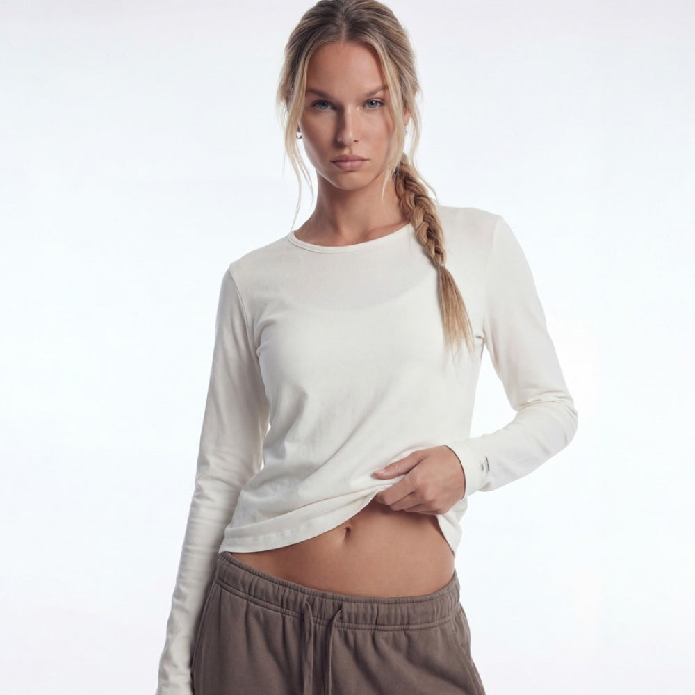 Essential 莫代爾休閒長袖上衣 奶油白