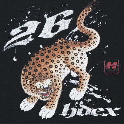 MINHWA 26 老虎印花純棉短袖上衣 黑色