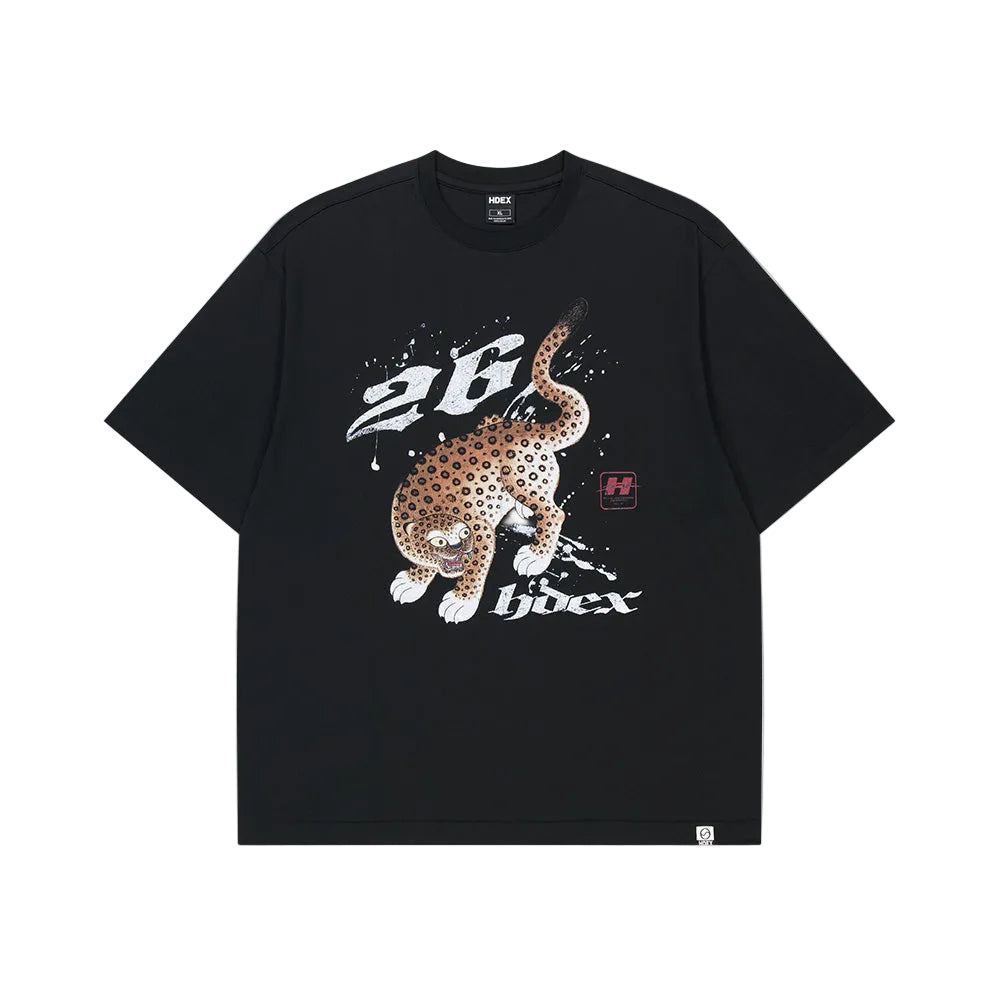 MINHWA 26 老虎印花純棉短袖上衣 黑色