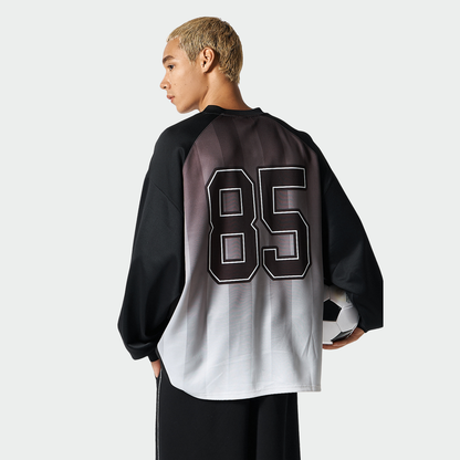 Stripe Jesrsey 漸層條紋運動長袖上衣 黑色(男女同款)