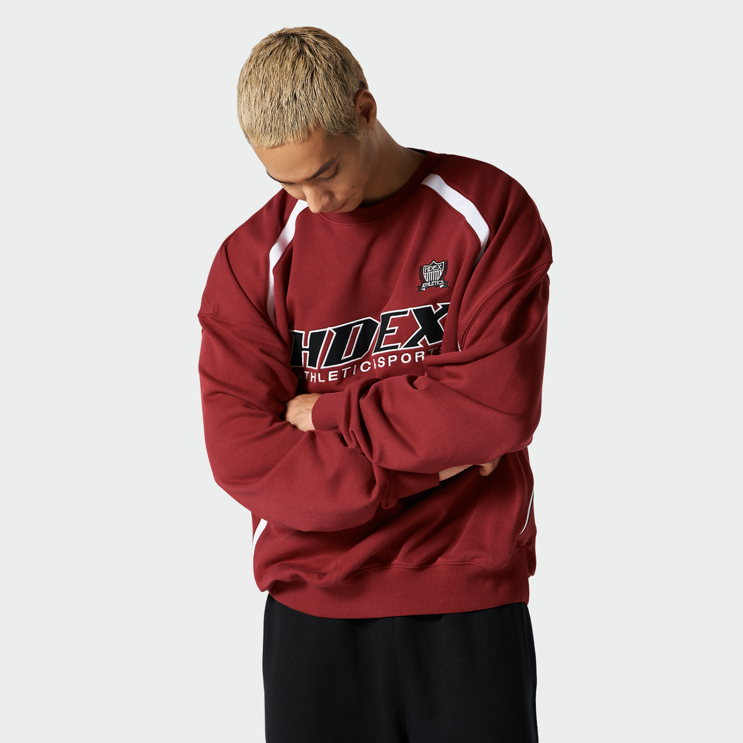 【早鳥優惠】Origin Color Block 滾邊撞色長袖上衣 櫻桃紅