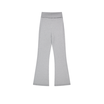 【早鳥優惠】Womens Cable 麻花針織修身喇叭褲 麻花灰