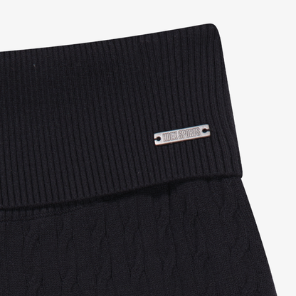 【早鳥優惠】Womens Cable 麻花針織修身喇叭褲 黑色