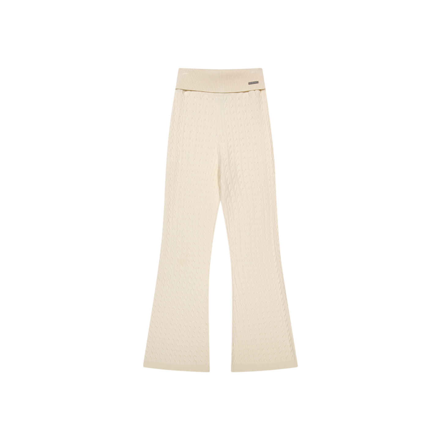 【早鳥優惠】Womens Cable 麻花針織修身喇叭褲 象牙白