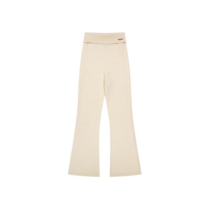 【早鳥優惠】Womens Cable 麻花針織修身喇叭褲 象牙白