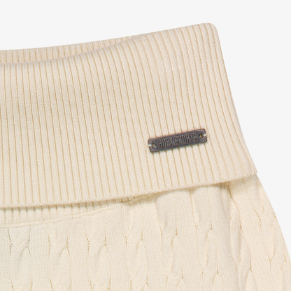 【早鳥優惠】Womens Cable 麻花針織修身喇叭褲 象牙白