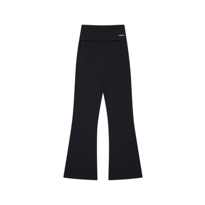 【早鳥優惠】Womens Cable 麻花針織修身喇叭褲 黑色