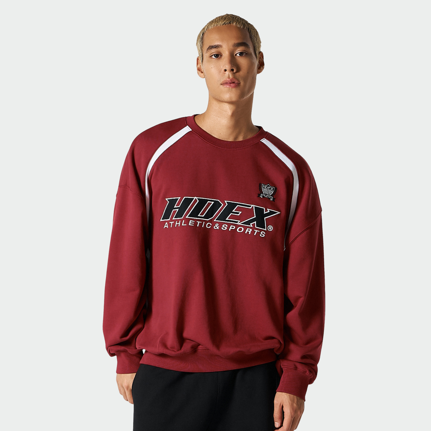 【早鳥優惠】Origin Color Block 滾邊撞色長袖上衣 櫻桃紅