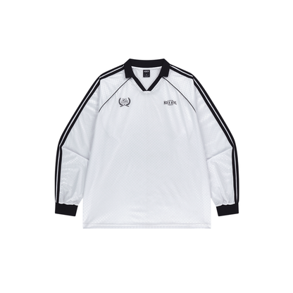 【早鳥優惠】Football Jersey 滾邊撞色長袖上衣 白色(男女同款)