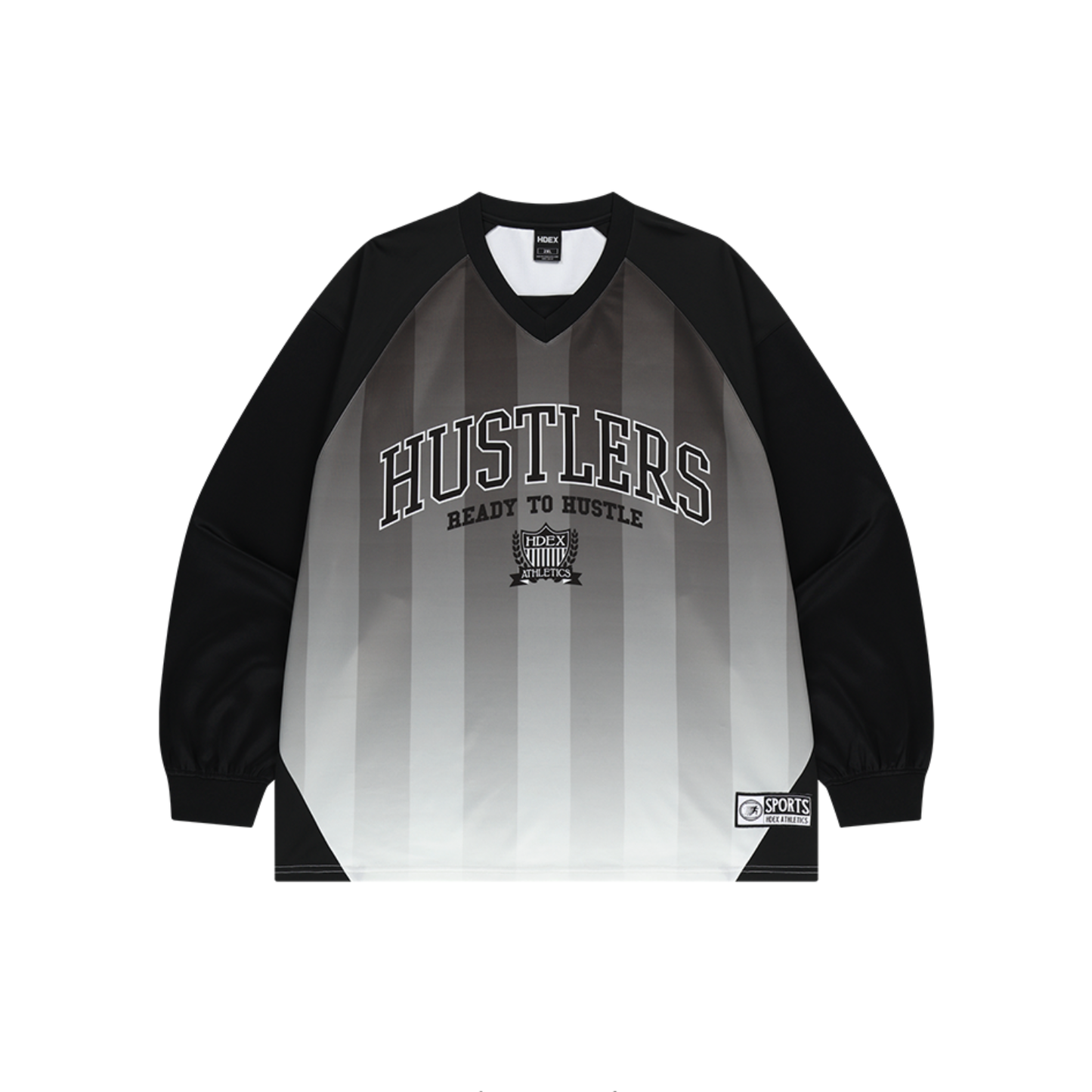 Stripe Jesrsey 漸層條紋運動長袖上衣 黑色(男女同款)