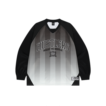 Stripe Jesrsey 漸層條紋運動長袖上衣 黑色(男女同款)