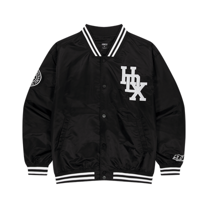 【新品早鳥優惠】916 撞色滾邊刺繡棒球外套 黑色