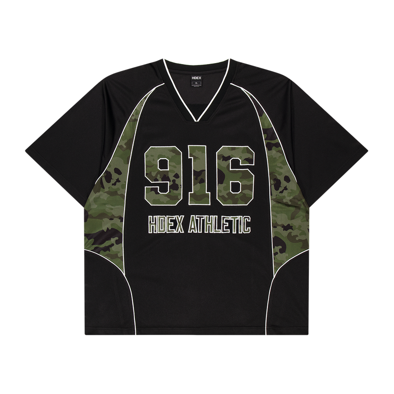 【新品早鳥優惠】Camo 916 迷彩拼接網眼短袖上衣 黑色