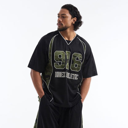 【新品早鳥優惠】Camo 916 迷彩拼接網眼短袖上衣 黑色