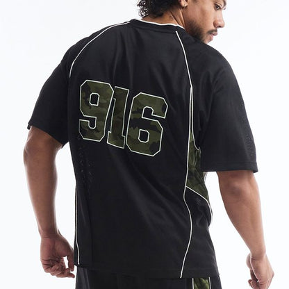 【新品早鳥優惠】Camo 916 迷彩拼接網眼短袖上衣 黑色