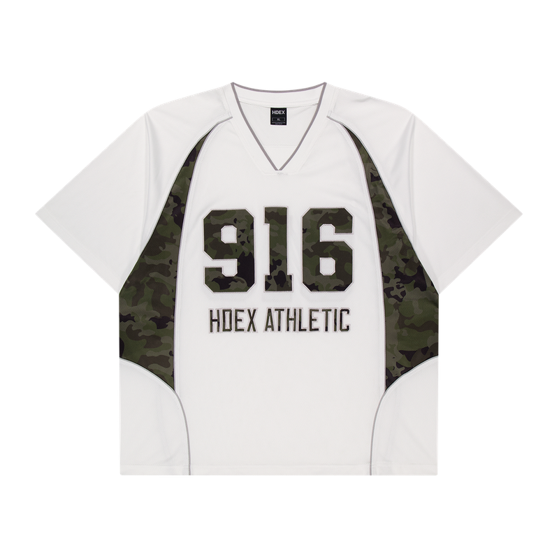 【新品早鳥優惠】Camo 916 迷彩拼接網眼短袖上衣 白色