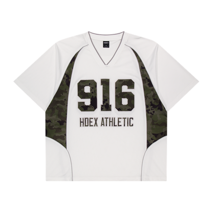 【新品早鳥優惠】Camo 916 迷彩拼接網眼短袖上衣 白色