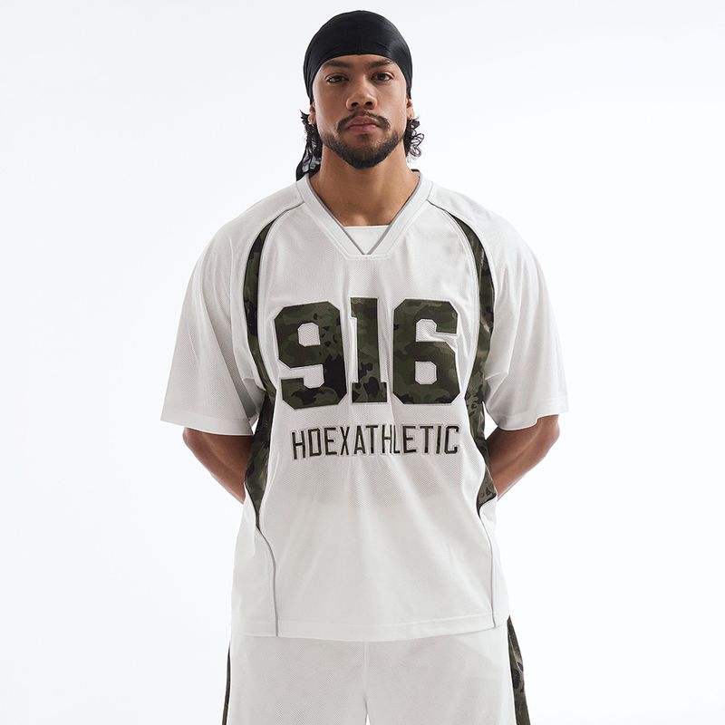 【新品早鳥優惠】Camo 916 迷彩拼接網眼短袖上衣 白色