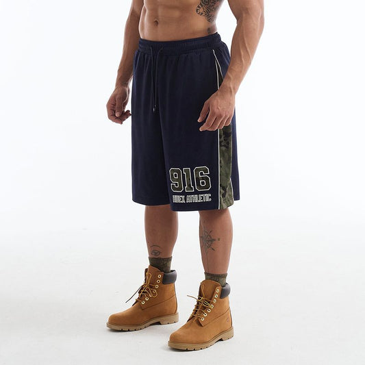 【新品早鳥優惠】CAMO 迷彩滾邊透氣網眼百慕達短褲 海軍藍