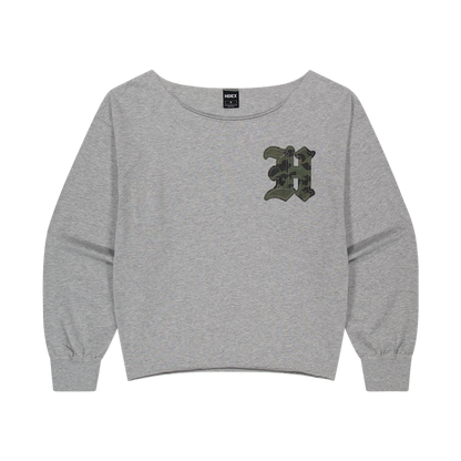 【新品早鳥優惠】Camo Off-Shoulder 斜領上衣 混灰色