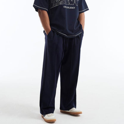 【新品早鳥優惠】Core Deep Tuck 壓線寬版運動長褲 海軍藍